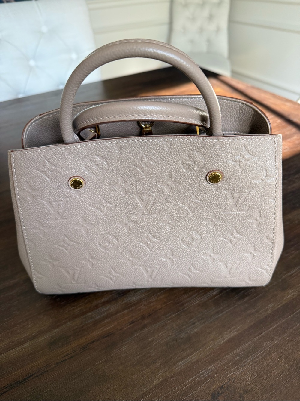 NWT!! Louis Vuitton Monogram Empreinte Handle Satchel/Crossbody. Neutral/taupe - Picture 2 of 15